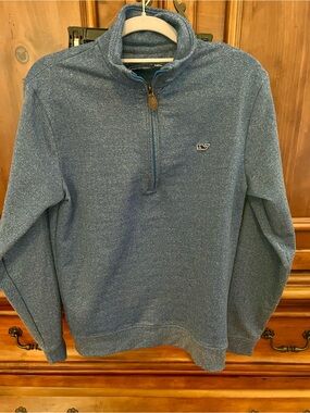 Vineyard Vines Men's Heathered Slate Blue Quarter-Zip Pullover